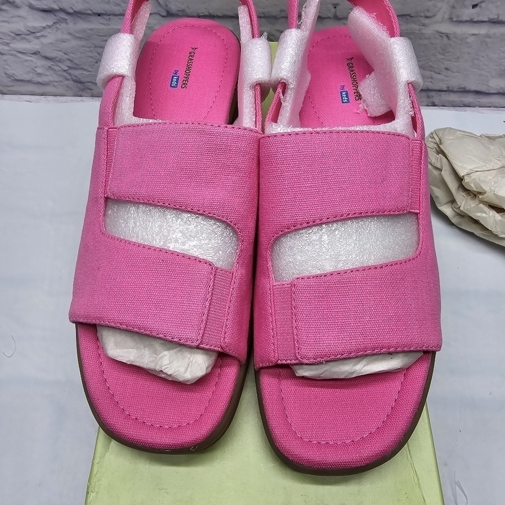Grasshoppers by Keds Women's Pink Canvas Size 9.5 Flats Shoes Slingback Sandals